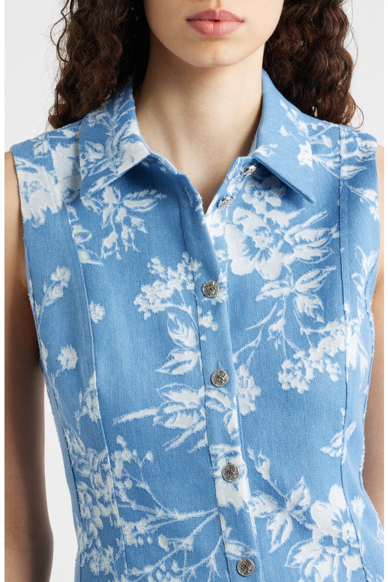 The Gabby Floral Burnout Denim Midi Dress, Alternate, color, LIGHT DENIM