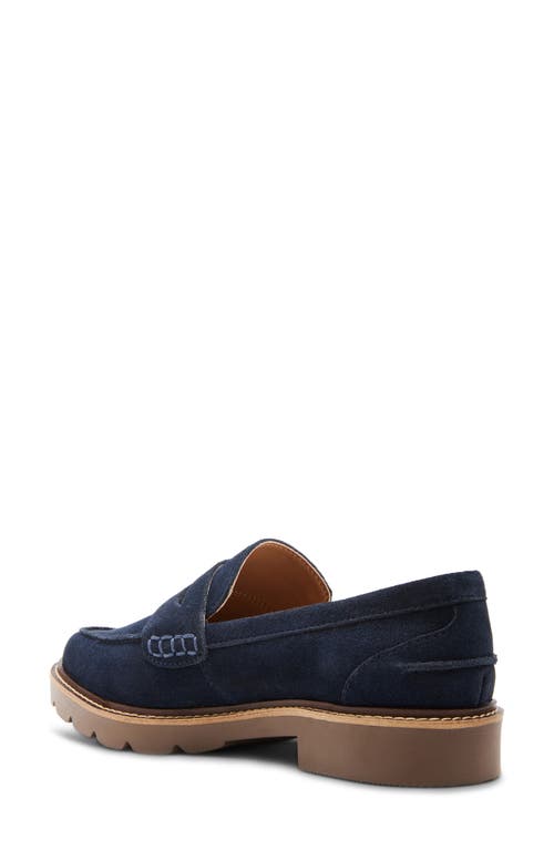 Blondo Waterproof Penny Loafer In Navy Suede
