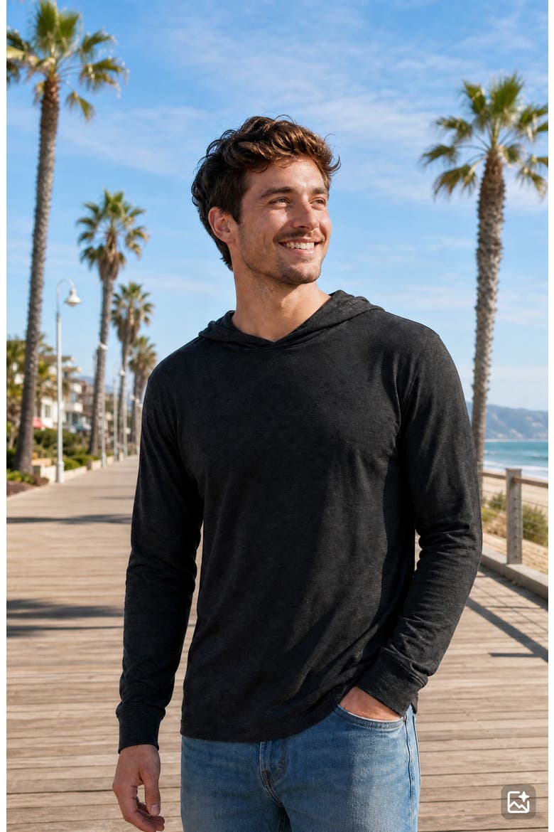 Drift Hoodie, Alternate, color, HEATHER BLACK
