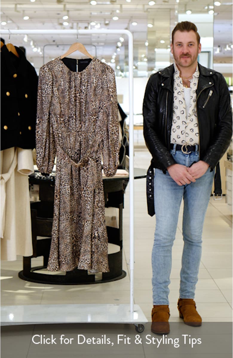 The Jada Leopard Print Long Sleeve Midi Dress, sales video thumbnail