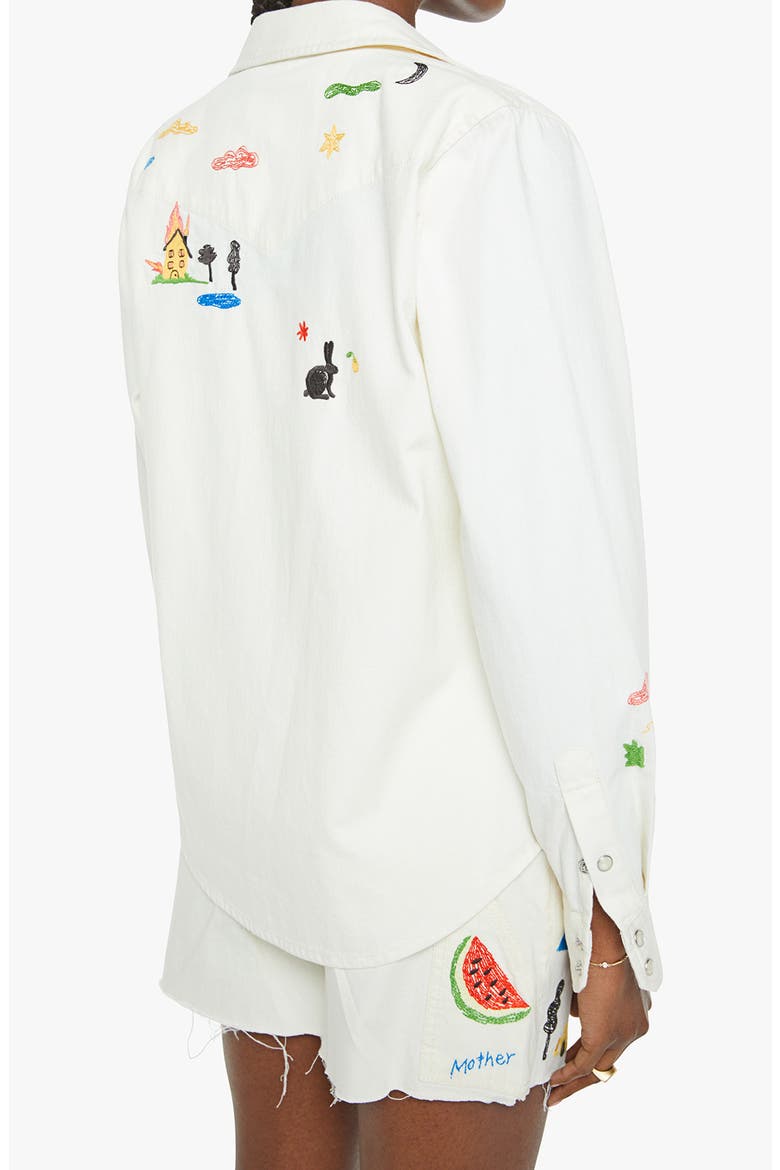 The All My Exes Embroidered Denim Shirt, Alternate, color, NO RAINBOWS WITHOUT RAIN