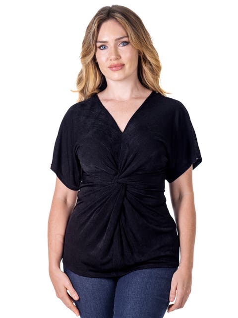 Petites V-Neck Knot Front Kimono Sleeve Top