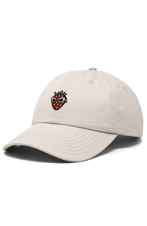 Dalix Strawberry Embroidered Casual Cap In Beige