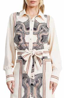 CIEBON Gara Long Sleeve Tie Front Shirt