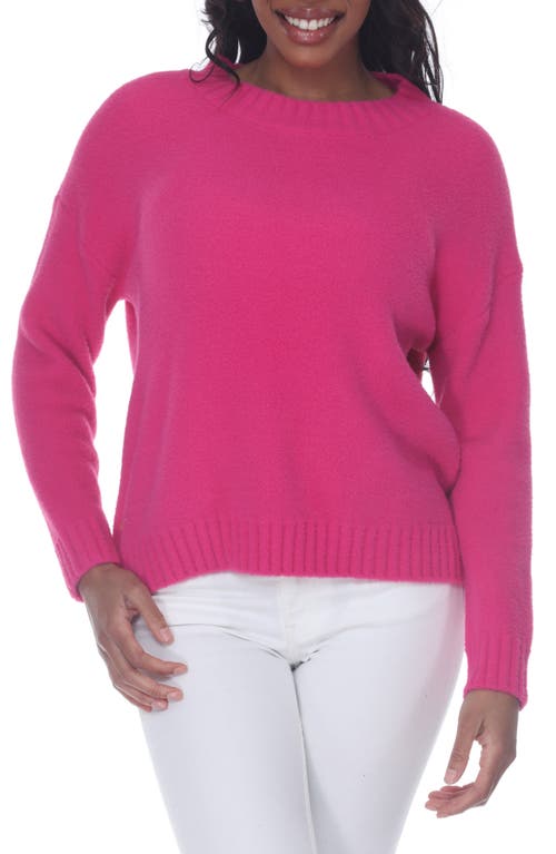 Rain And Rose Plush Crew Neck Pullover Sweater In Pink