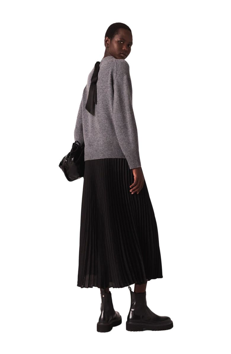 maje Dual-material maxi dress, Alternate, color, Grey/Black