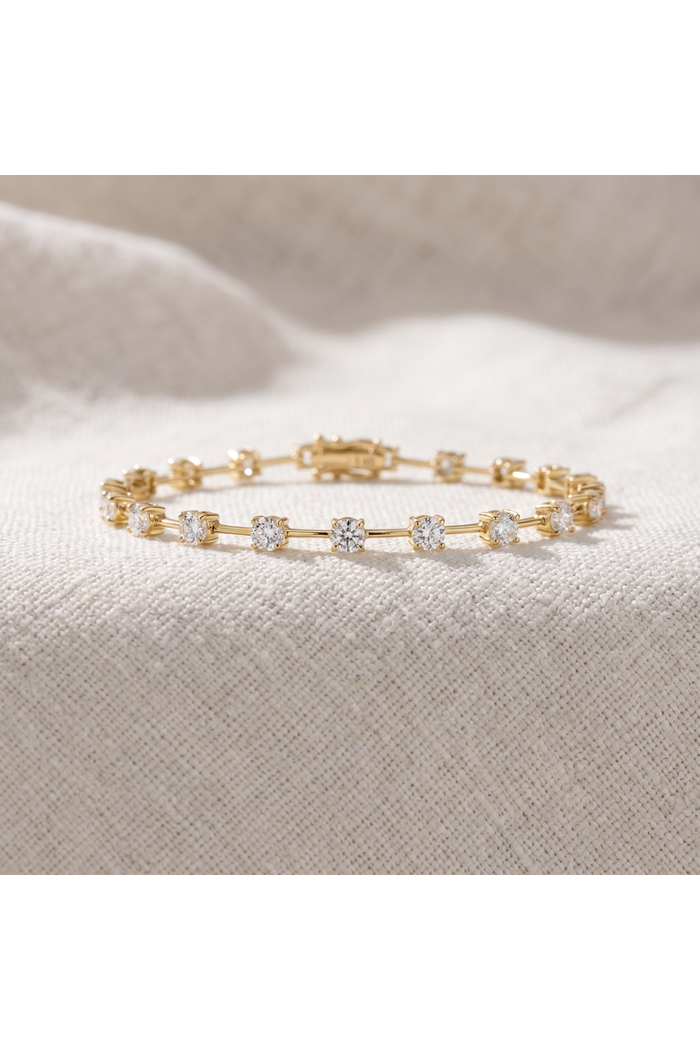 5Ct Spaced Diamond Tennis Bracelet 14k Gold Lab Grown 7", Alternate, color, 14k Yellow Gold