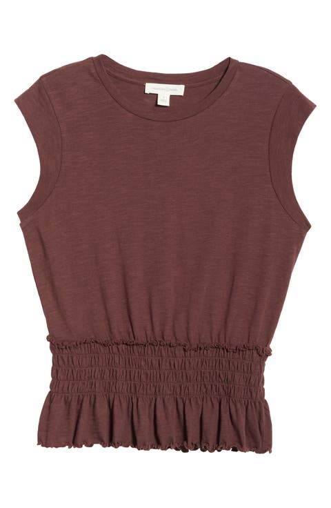 Smocked Waist Peplum Muscle Tank