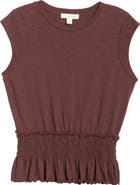 Treasure & Bond Smocked Waist Peplum Muscle Tank