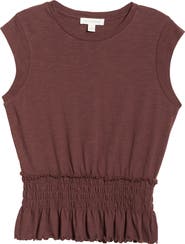 Treasure & Bond Smocked Waist Peplum Muscle Tank