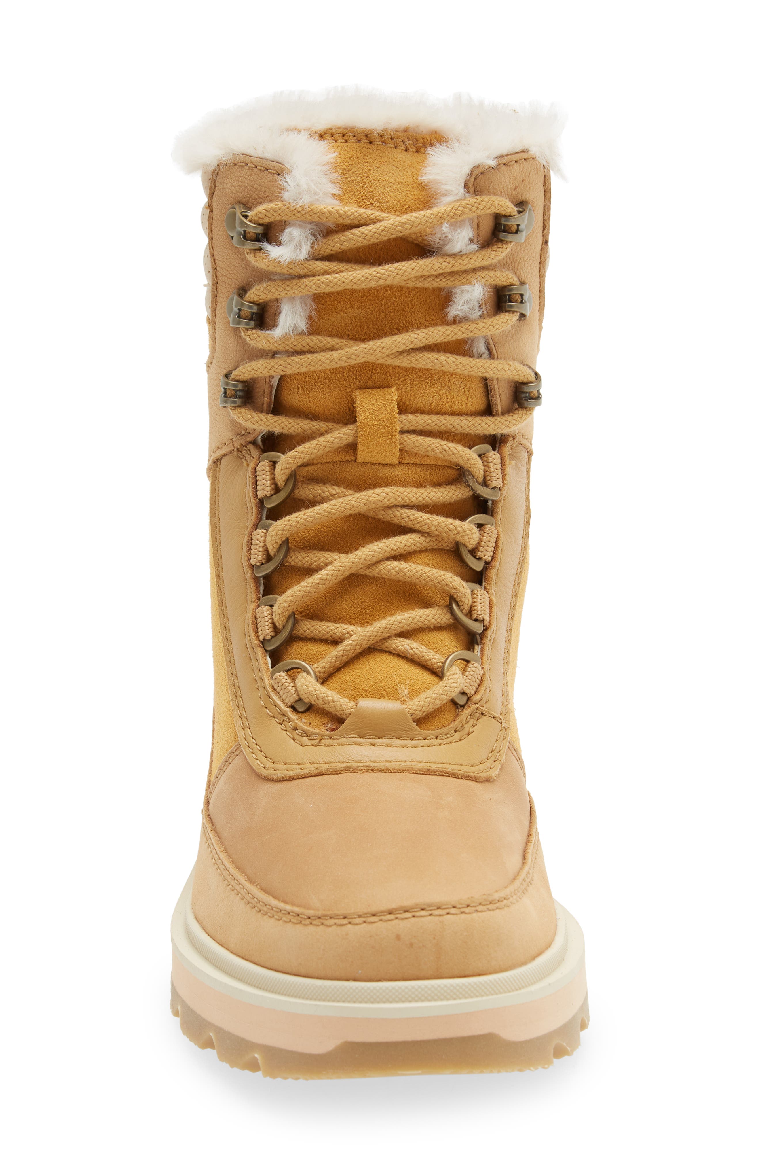 Lennox Faux Fur Trim Lace-Up Boot, Alternate, color, GEO YELLOW CURRY