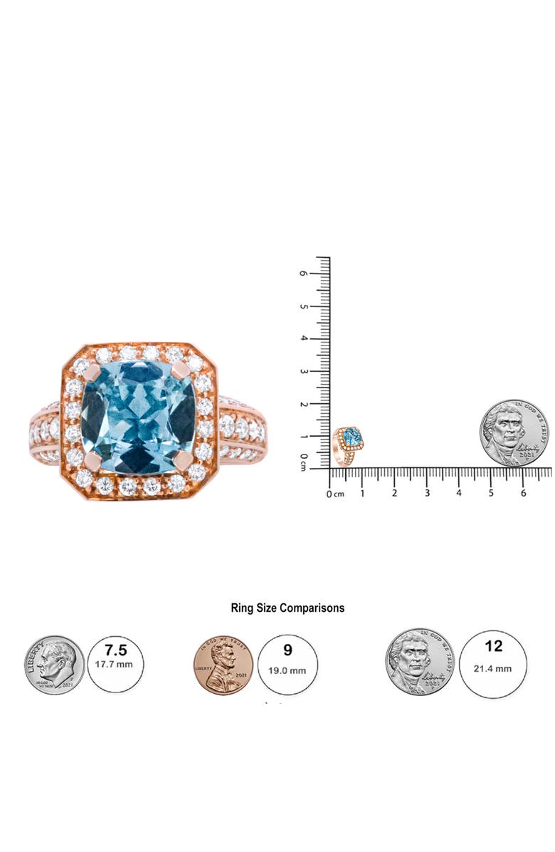 Haus of Brilliance 18K Gold Aquamarine & 1 1/8 Cttw Diamond Halo Ring, Alternate, color, Yellow