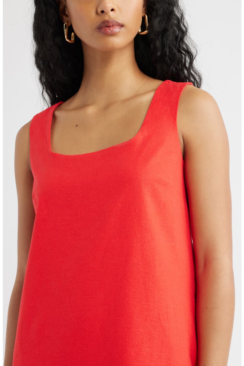 Linen Blend Shift Dress, Alternate, color, RED TOMATO
