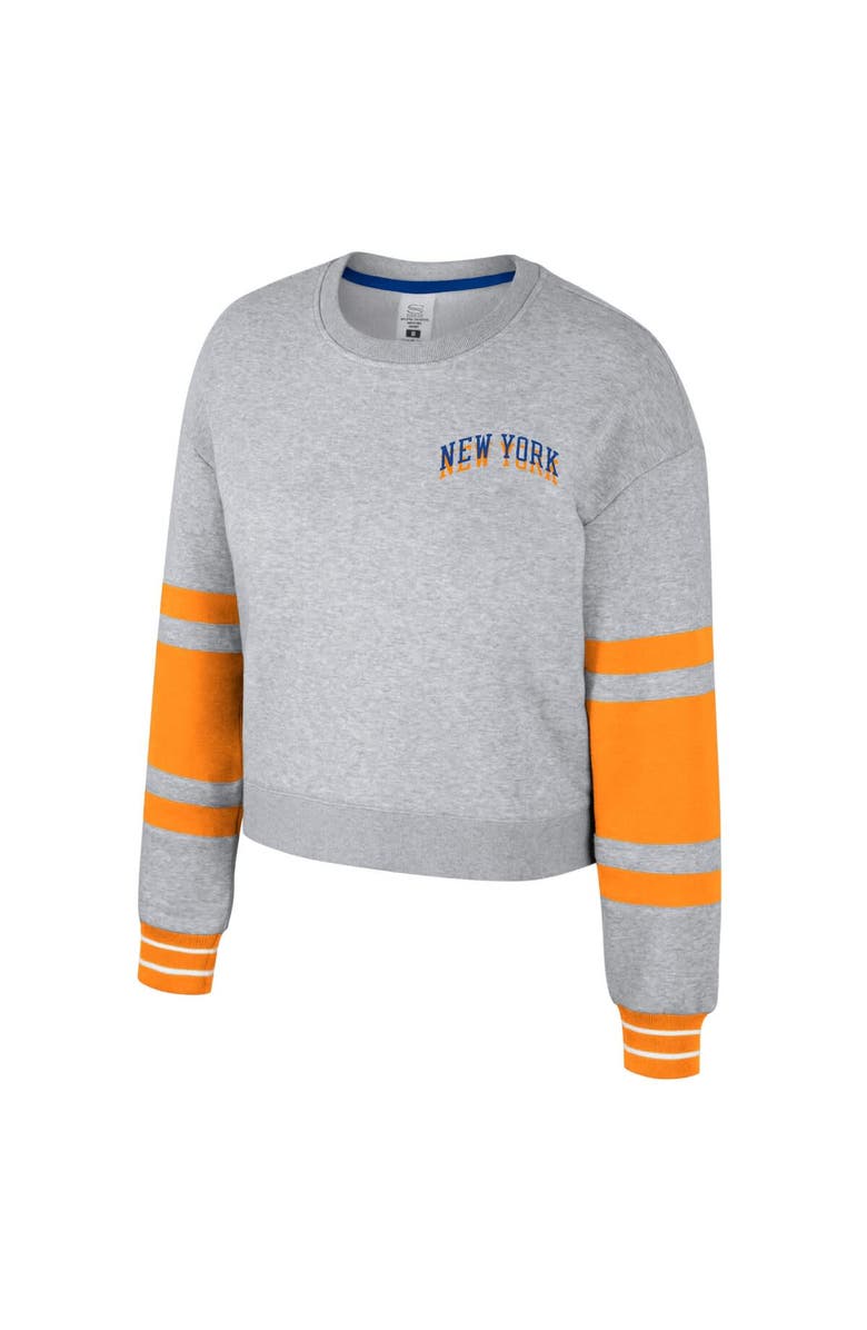 Stadium Essentials Women's Stadium Essentials Heather Gray New York Knicks 2024/25 City Edition Scrimmage Cropped Pullover Sweatshirt, Alternate, color,