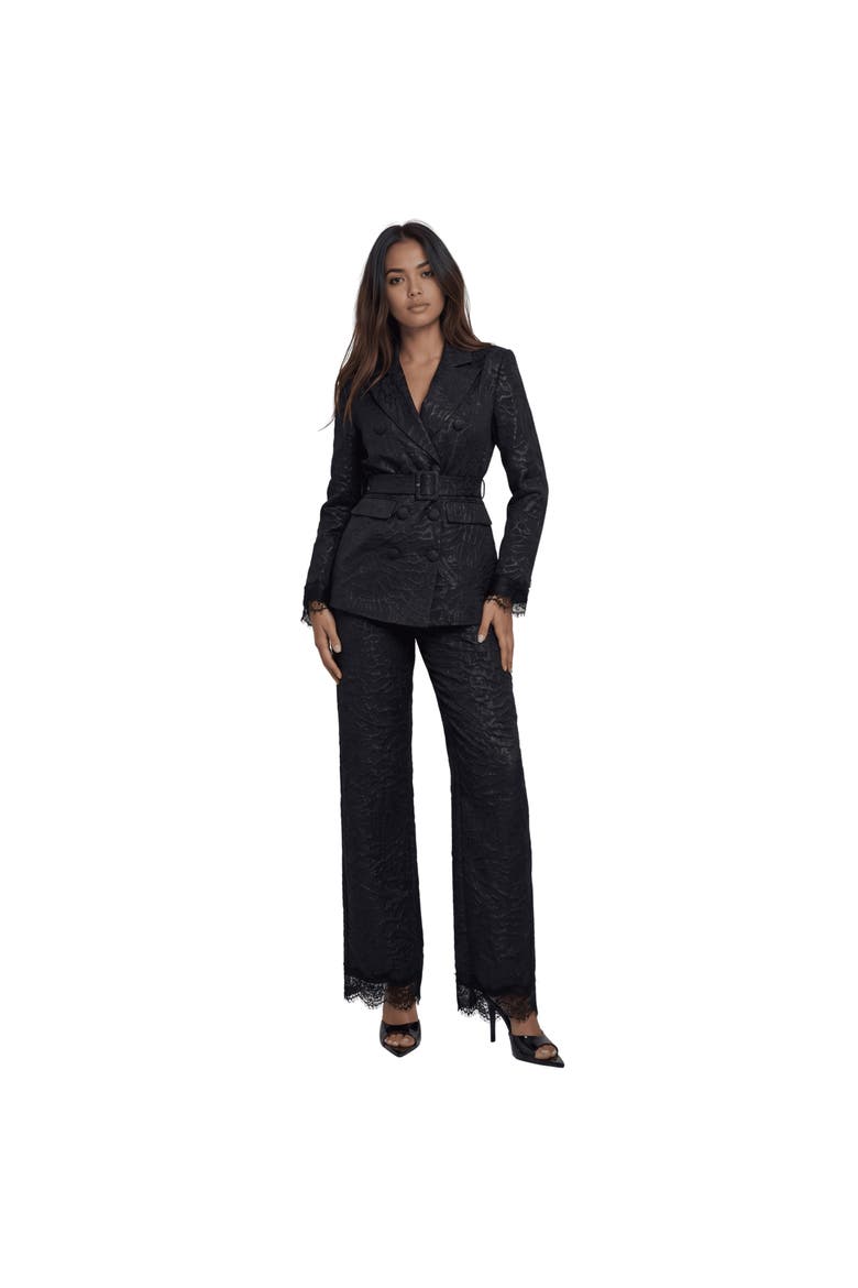 The Maison Jacquard Belted Blazer, Main, color, BLACK