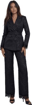 AKALIA The Maison Jacquard Lace-Trim Trousers