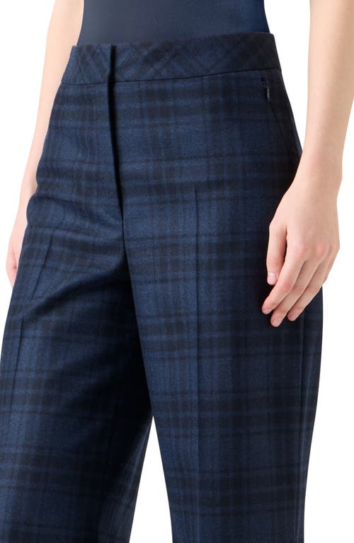 Akris Fior Check Wool Flannel Wide-leg Trousers In Blue