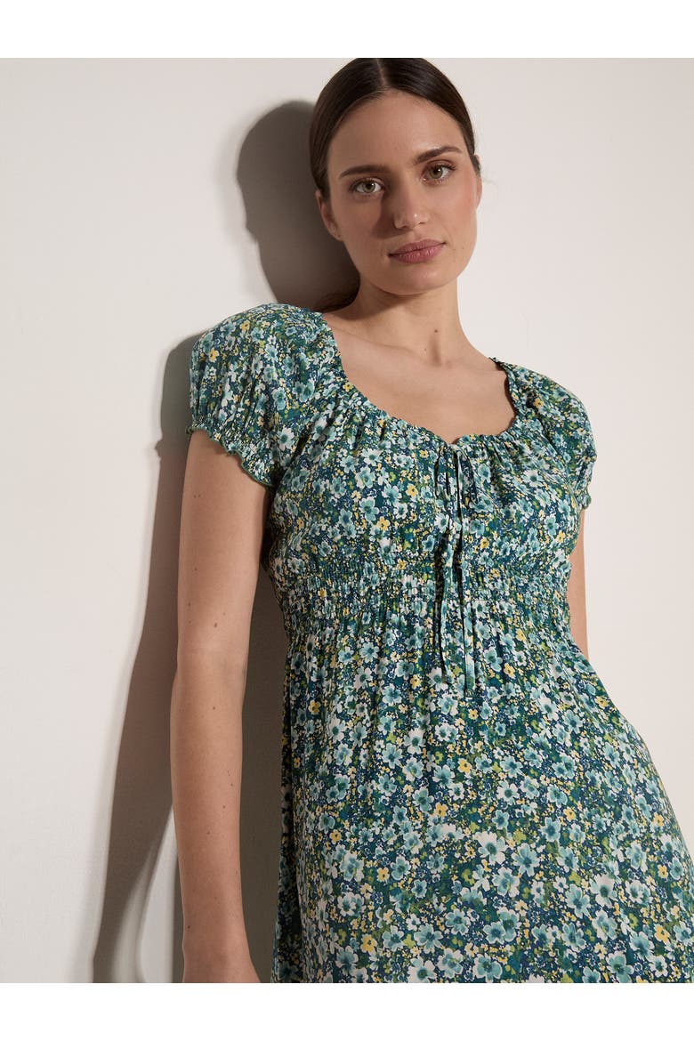 Milkmaid Midi Dress, Alternate, color, Aqua