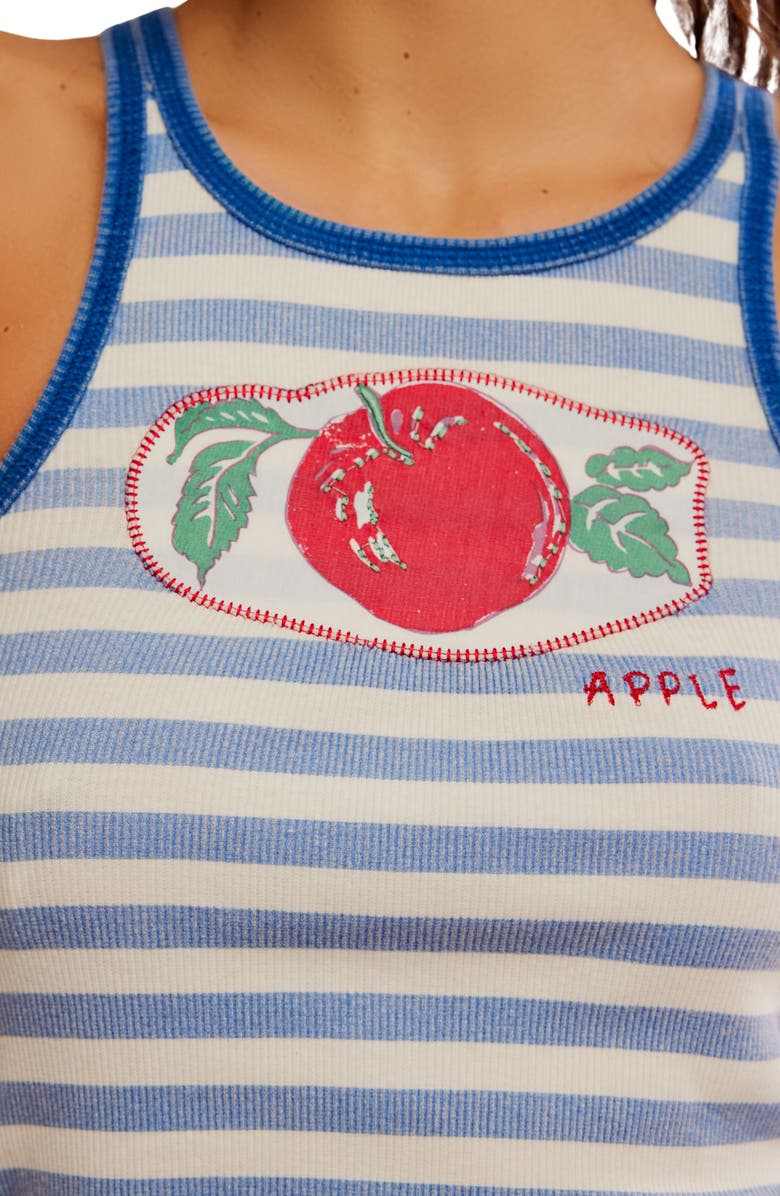 Free People Only 1 Graphic Ringer Tank, Alternate, color, Blue