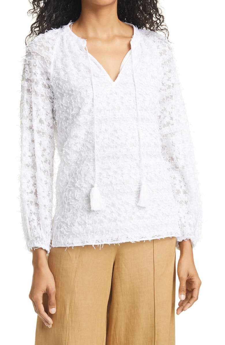 KOBI HALPERIN Textured Mesh Cotton Blend Blouse, Main, color, 