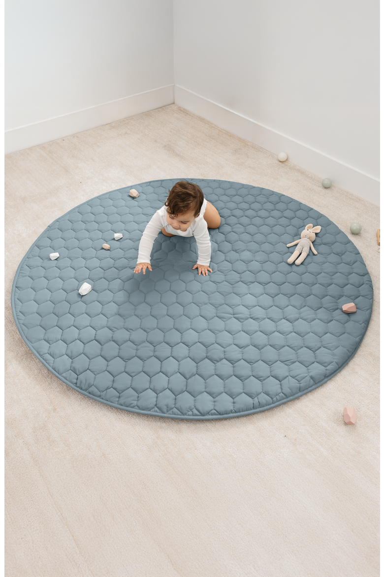 Premium Play Mat with Non-Slip Bottom, Round, Alternate, color, Pacific Blue