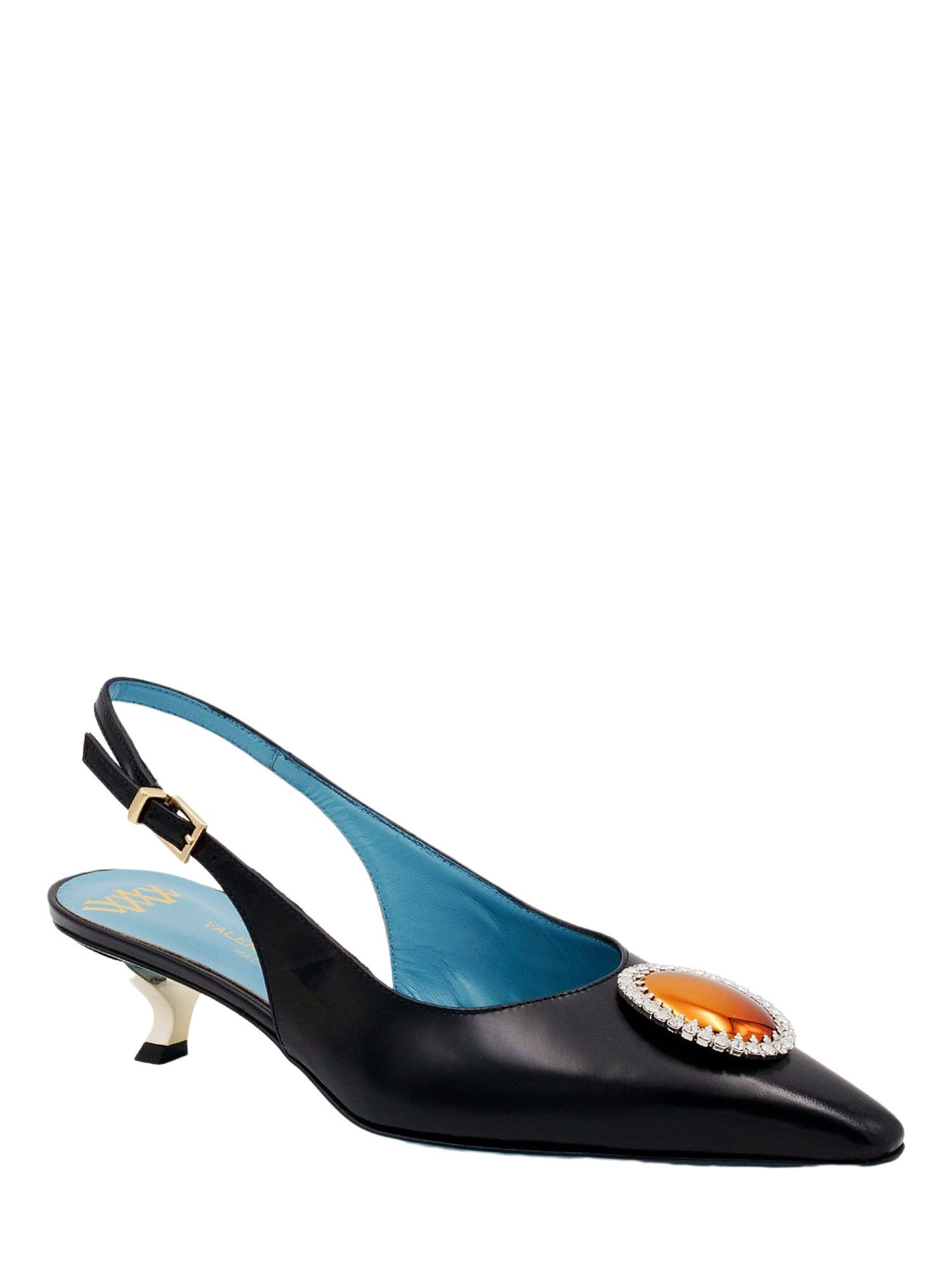 Valentina Rangoni Veronika  Low Heel Sling Pump, Main, color, Black Luce