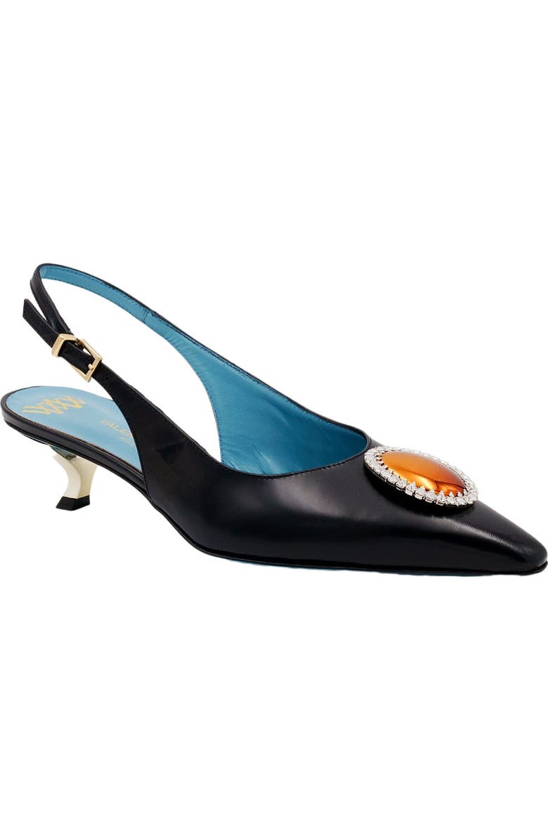 Valentina Rangoni Veronika Low Heel Sling Pump, Main, color, Black Luce