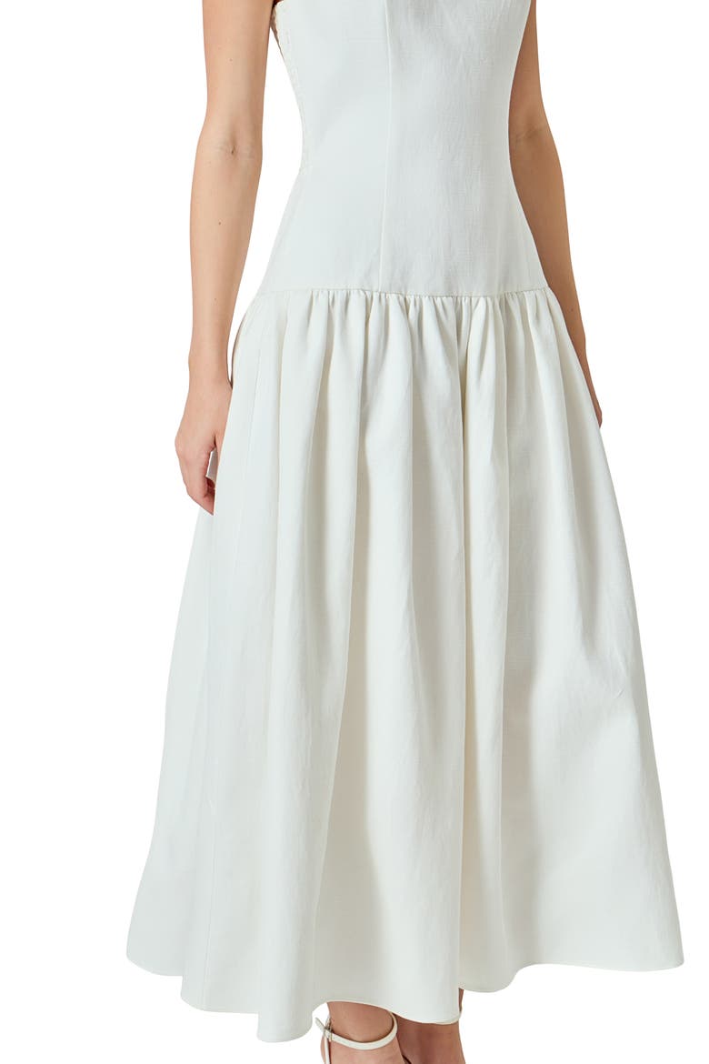 Drop Waist Sleeveless Linen Blend Maxi Dress, Alternate, color, IVORY