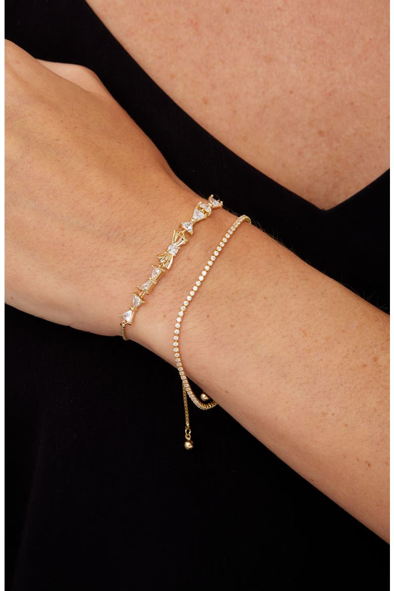 Set of 2 Bow & Cubic Zirconia Tennis Bracelets, Alternate, color, YELLOW