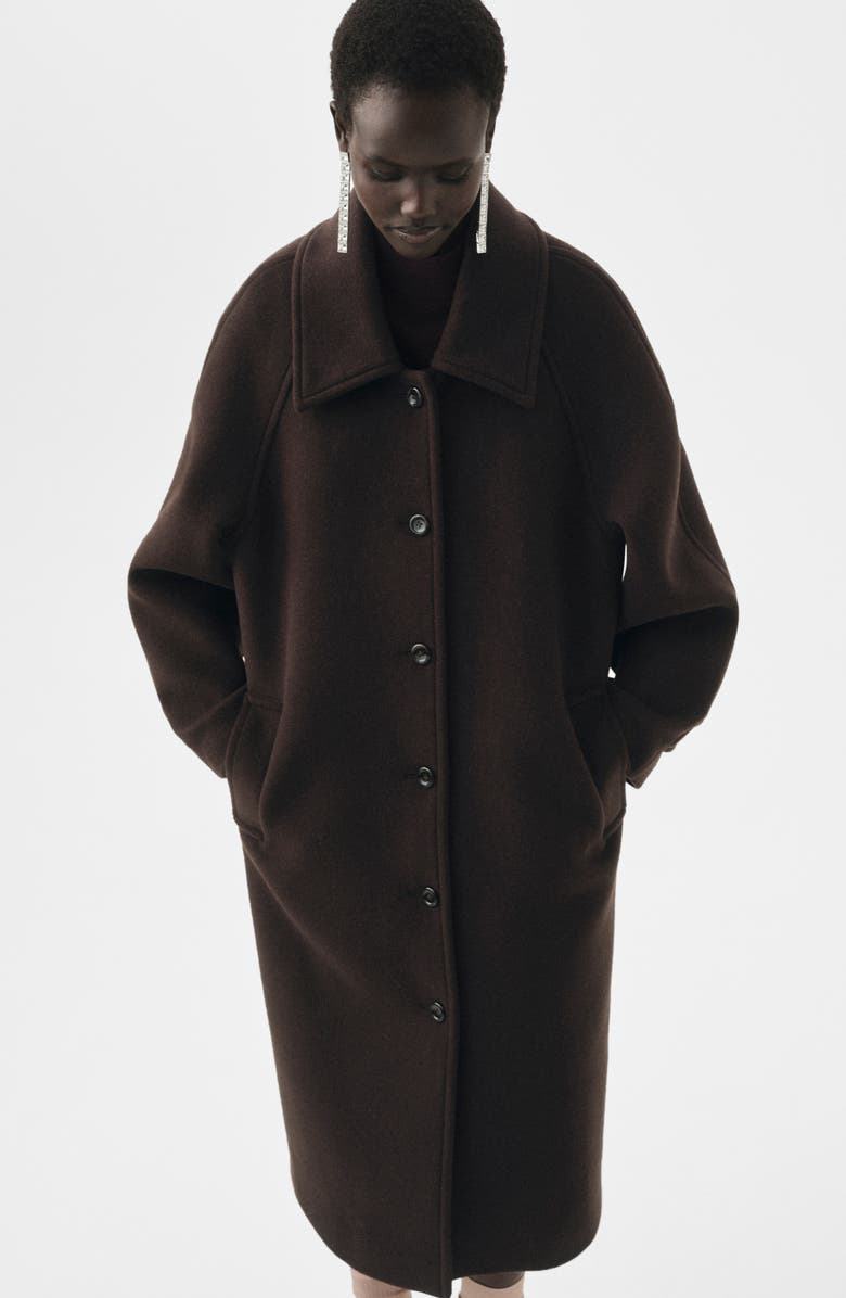 MANGO Selection Oversize Raglan Wool Blend Coat, Alternate, color, Coffee