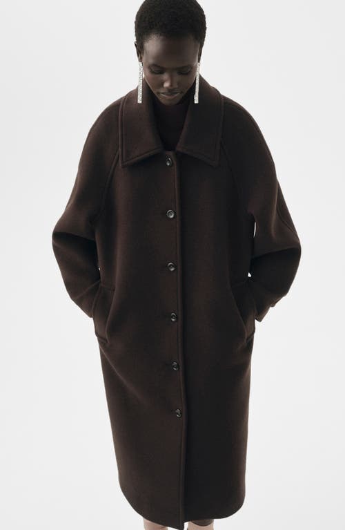 Mango Selection Oversize Raglan Wool Blend Coat In Brown