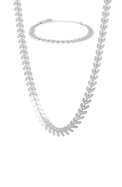 Elara Chevron Necklace & Bracelet Set Trendy Statement