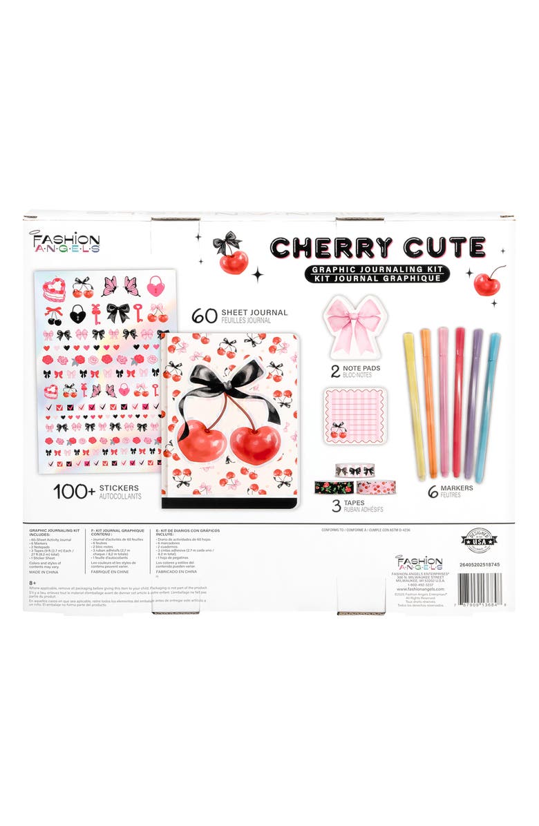 Fashion Angels Cherry Cute Graphic Journaling Kit, Alternate, color, Multi