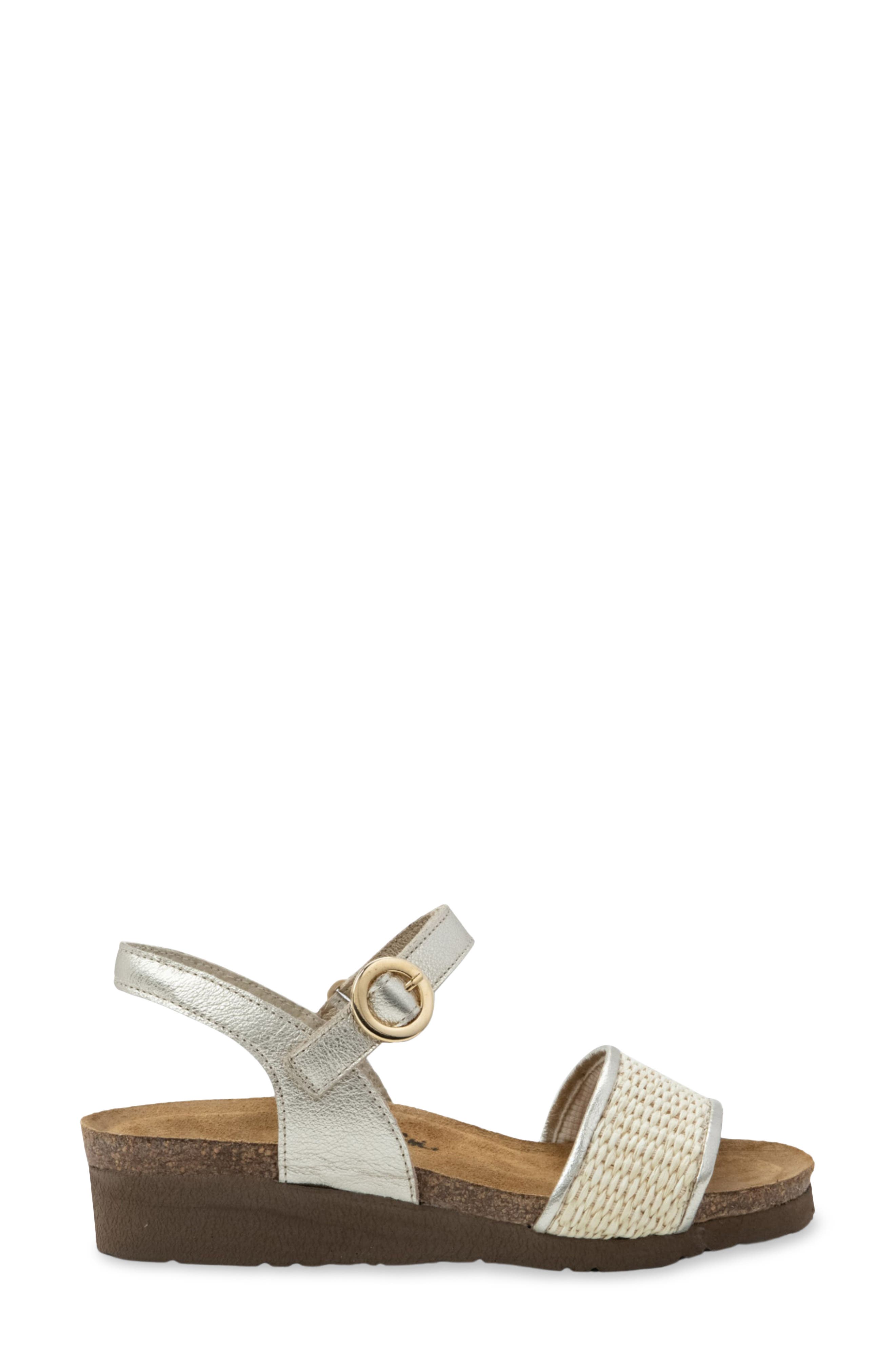 Cecile Wedge Sandal, Alternate, color, RDNT GOLD LEATHER/ BLONDE
