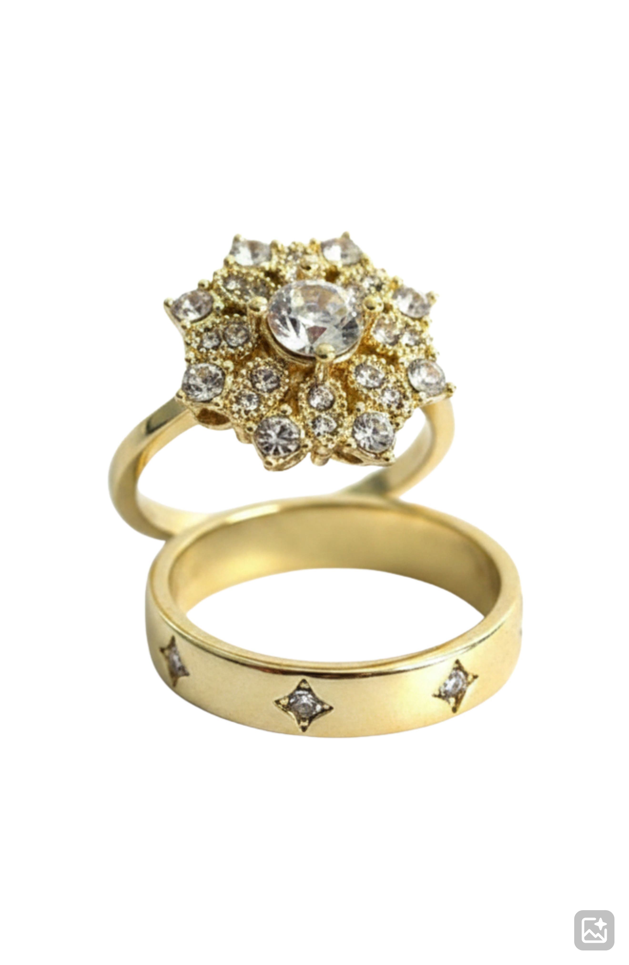Crystal Cluster Stack Set of 2 Rings