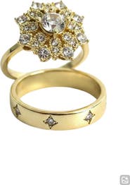 Laura Ashley Crystal Cluster Stack Set of 2 Rings