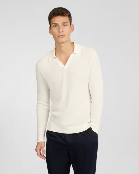 Cotton Textured Long Sleeve Johnny Polo