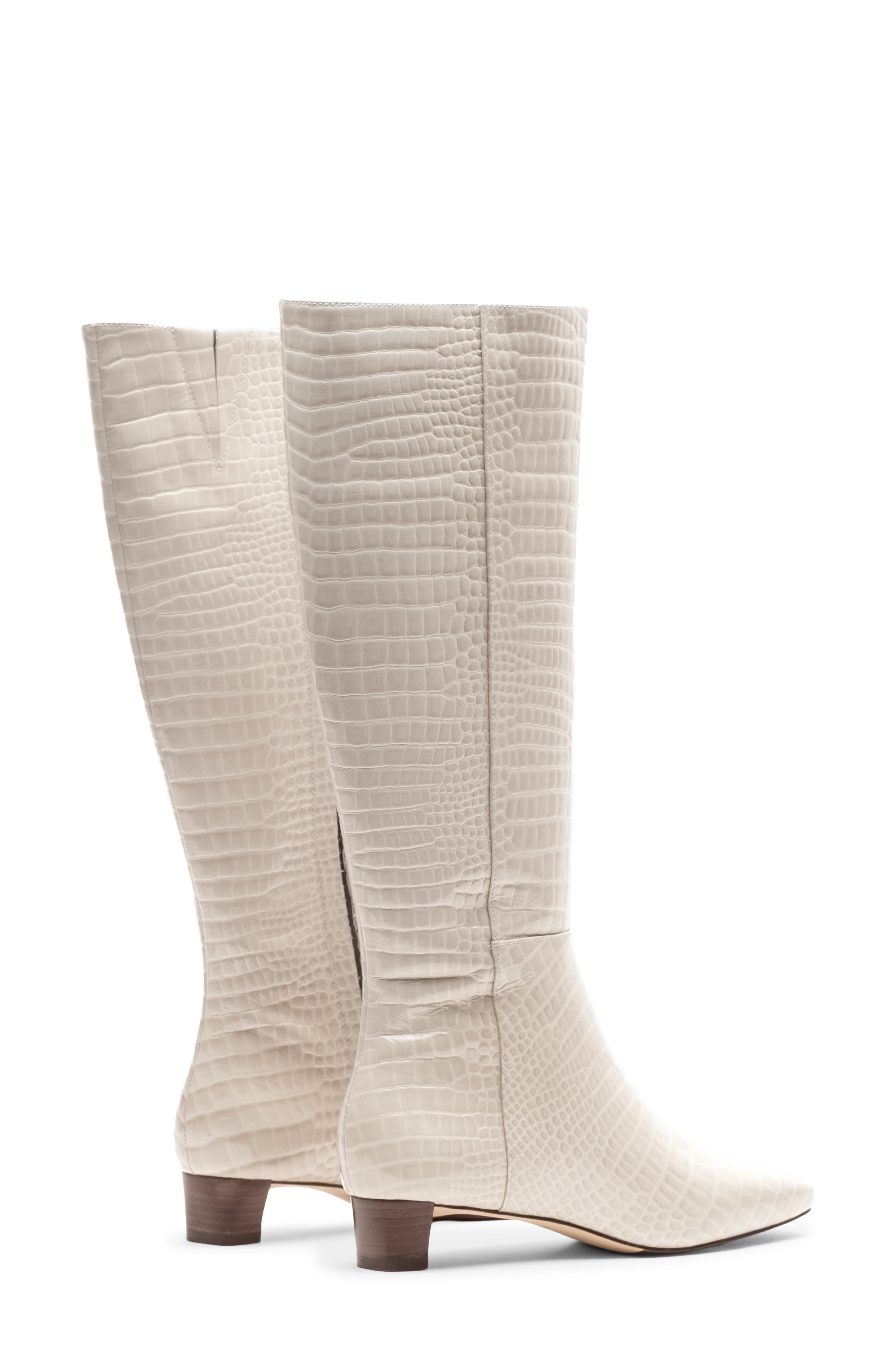 Mackie Croc Embossed Leather Knee High Boot, Alternate, color, OYSTER