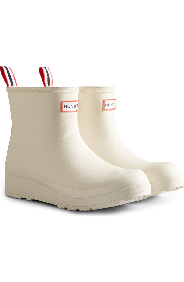 Hunter Play Short Faux Shearling Lined Waterproof Rain Boot, Main, color, White Willow