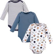 Hudson Baby Cotton Long-Sleeve Bodysuit 3Pk