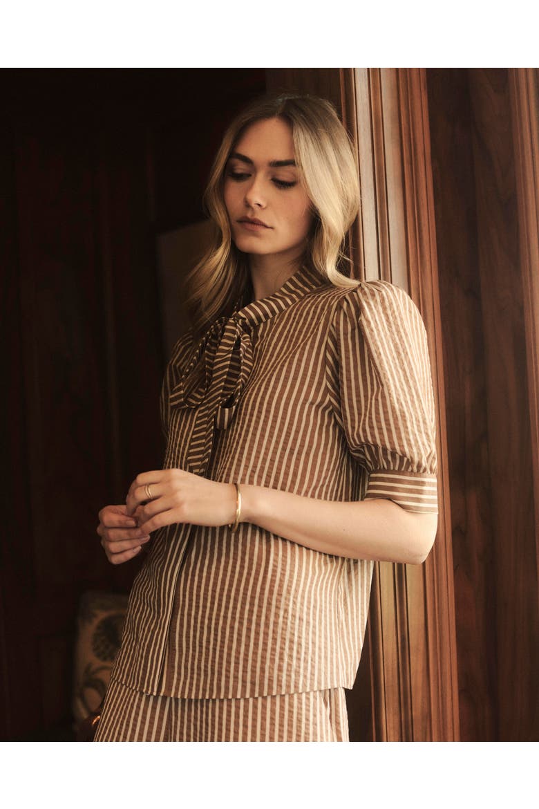 Peggy Striped Seersucker Blouse, Alternate, color, Winnetka Stripe