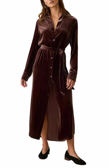 Faherty Riley Velvet Maxi Shirtdress