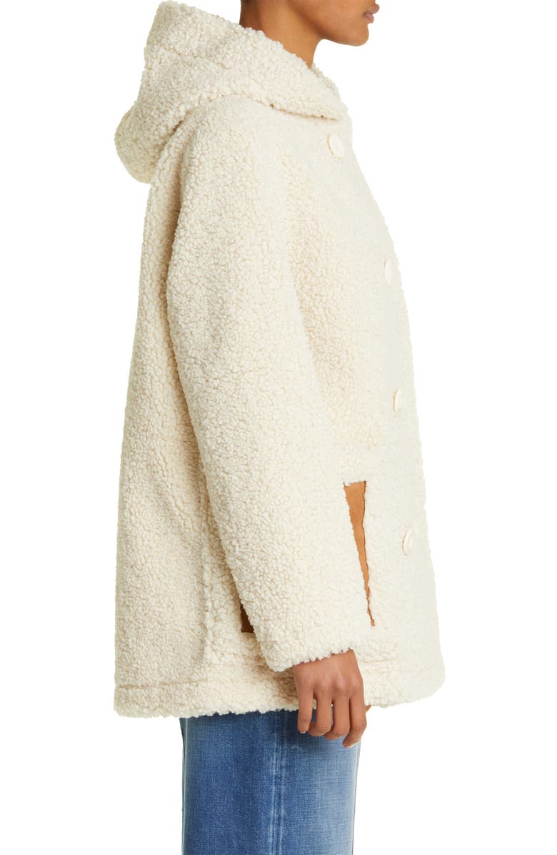 Stand Studio Khalessi Double Breasted Faux Shearling Hooded Coat, Alternate, color, 