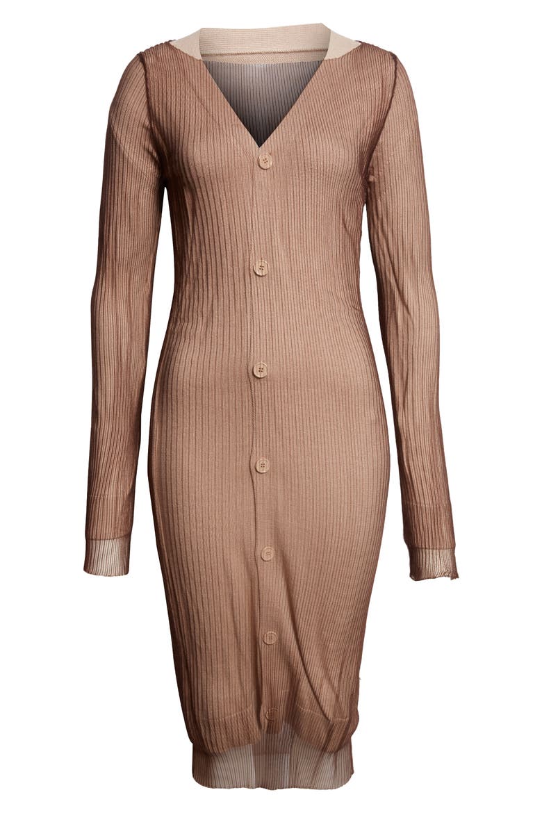 Sheer Overlay Sweater Dress, Alternate, color, BEIGE-BROWN