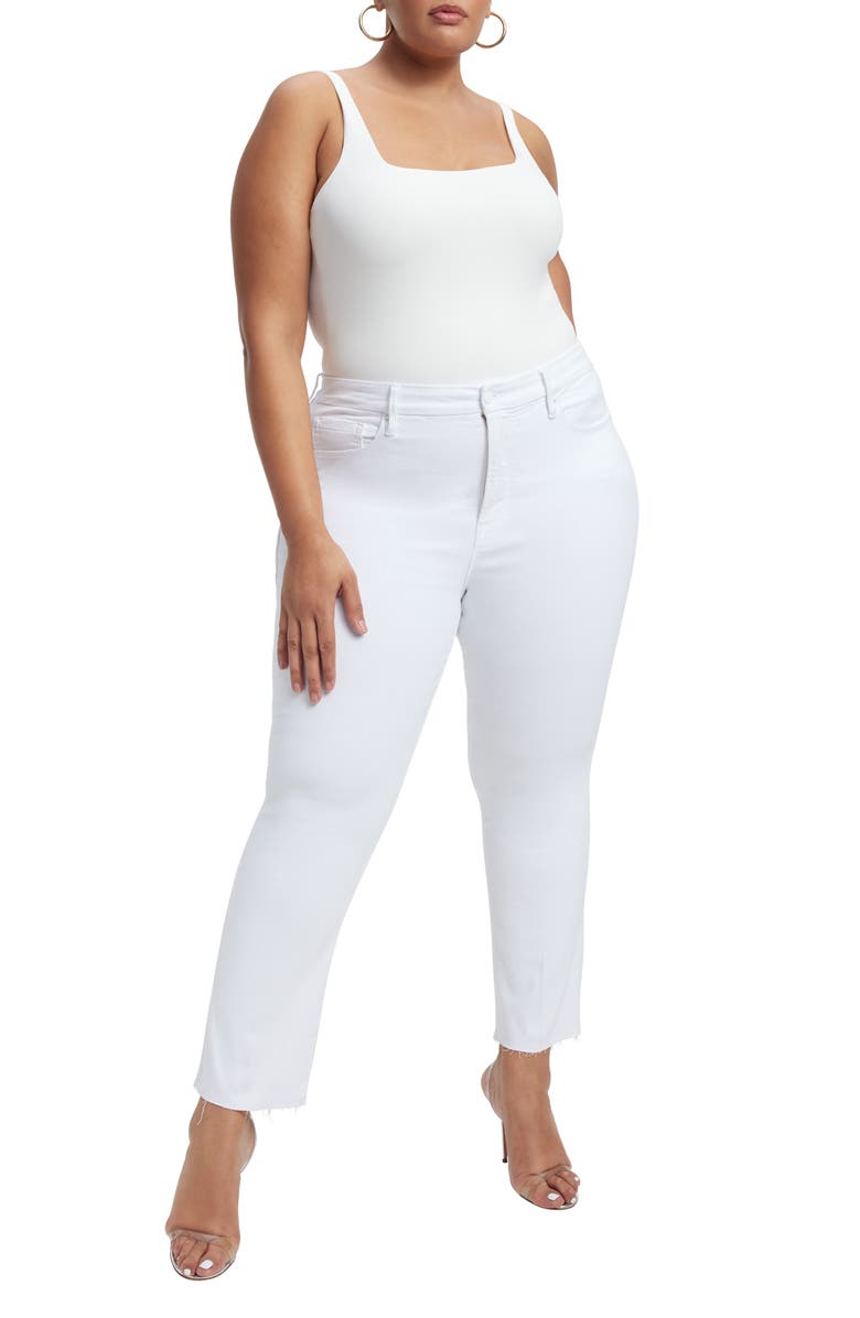 Good American Good Legs Straight Leg Jeans, Alternate, color, White037