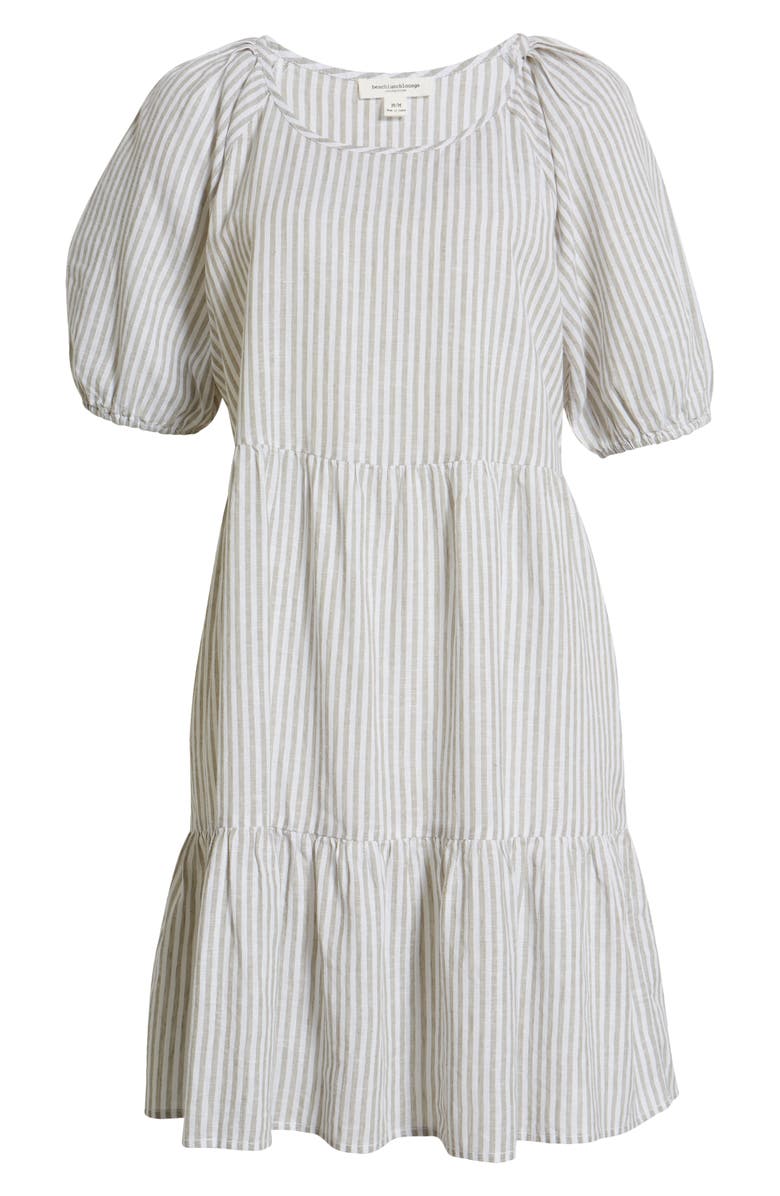 beachlunchlounge Luca Puff Sleeve Linen & Cotton A-line Dress, Alternate, color,
