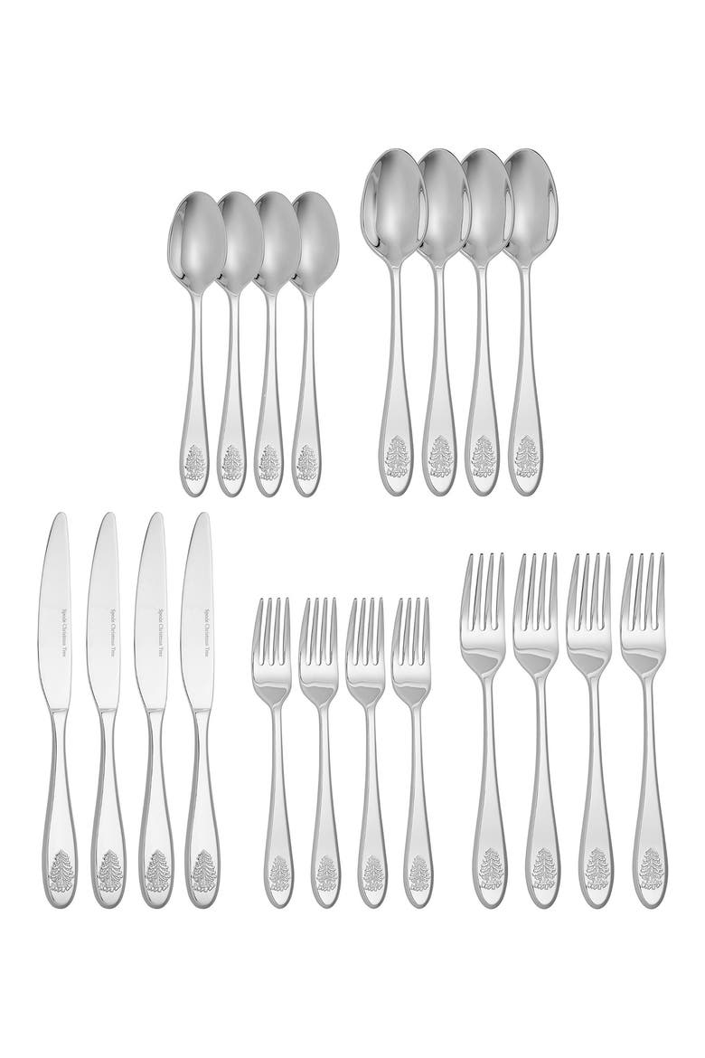 Christmas Tree 20-Piece Place Setting, Main, color, SILVER