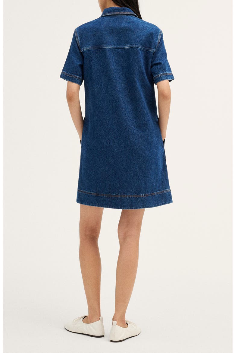 Airy Denim Polo Minidress, Alternate, color, CHELSEA BLUE WASH