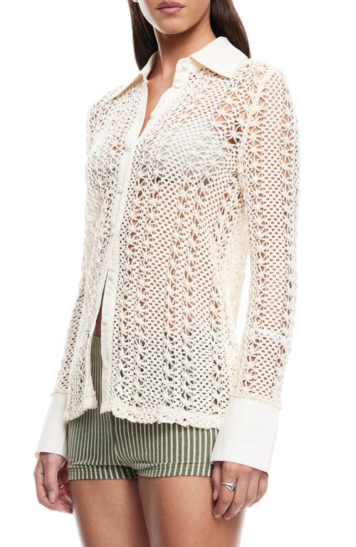 Lioness Unveiling Floral Lace Button-up Shirt In Cream