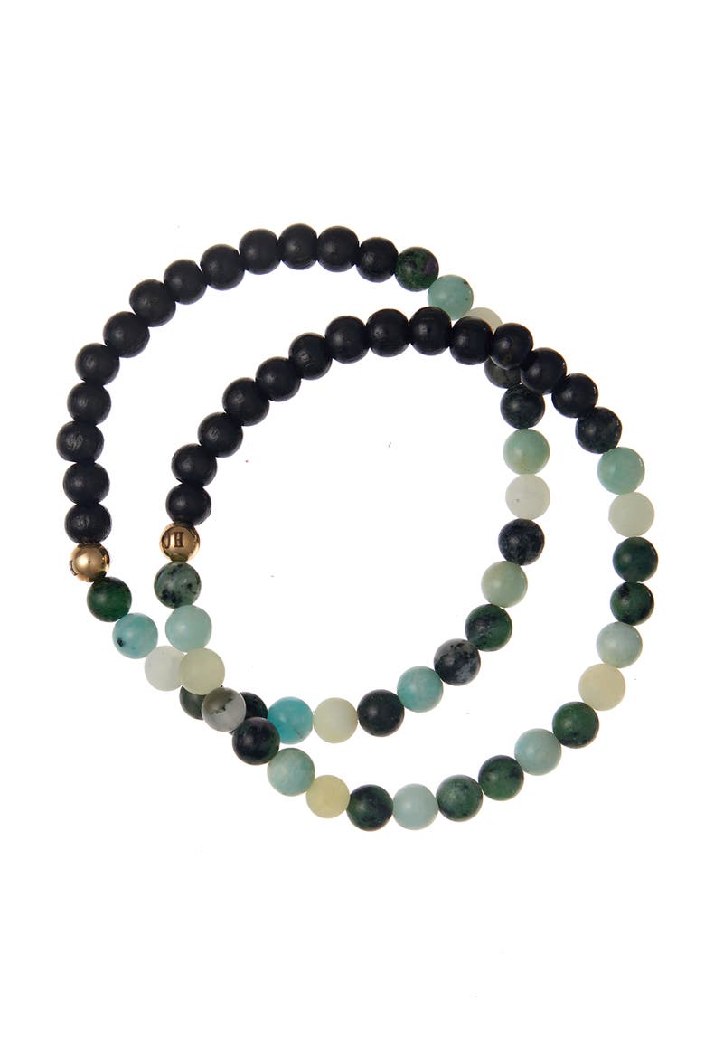 Men's N6 Happiness/Ease Set of 2 Healer's Bracelets, Alternate, color, BLACK